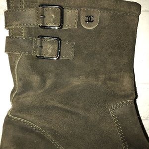 Chanel Suede Moto Boots